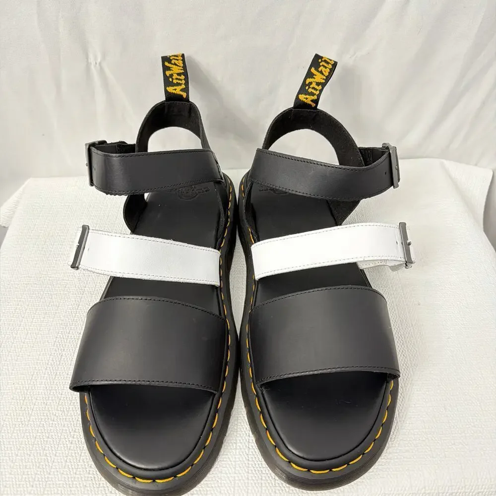 Dr Martens Sandals Men's Size 14 Gryphon Black White Leather Platform New